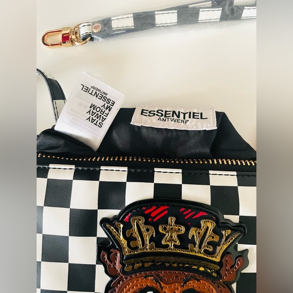 Essentiel Antwerp Andy bear chess board crossbody faux leather bag - Picture 4 of 5